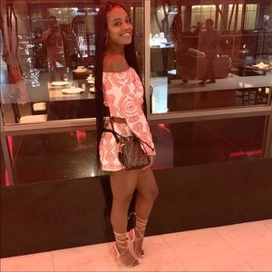 Fashion Nova 2 piece off the shoulder top and shorts set